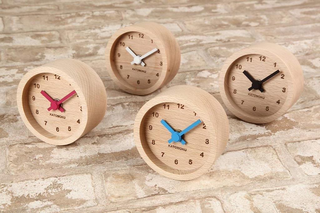 KATOMOKU Часы Muku mini clock квадратные белые настольные деревянные km-25WH 85×85×46 мм