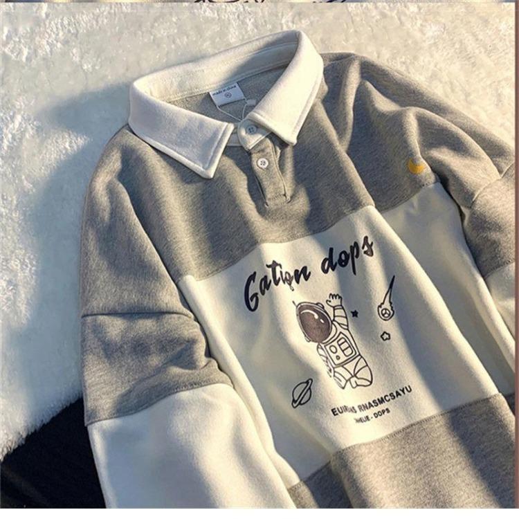 Женское худи оверсайз с принтом букв, свободная толстовка поло, повседневные худи-пуловеры