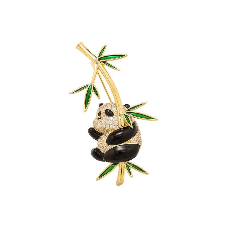 Высококачественная милая брошь в виде панды с бамбуком - украшения в китайском стиле