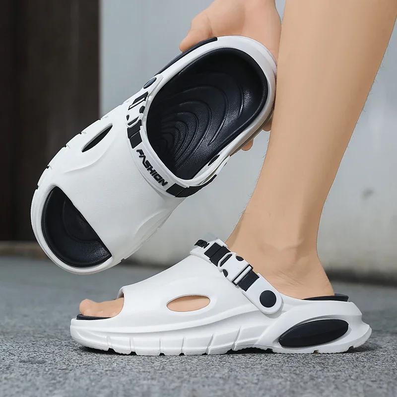 Fashion Men's Summer Thick Bottom Sandals Outdoor Wear Anti-Slip Beach Slippers Comfortable Two-Purpose EVA Material Botas Para Hombre