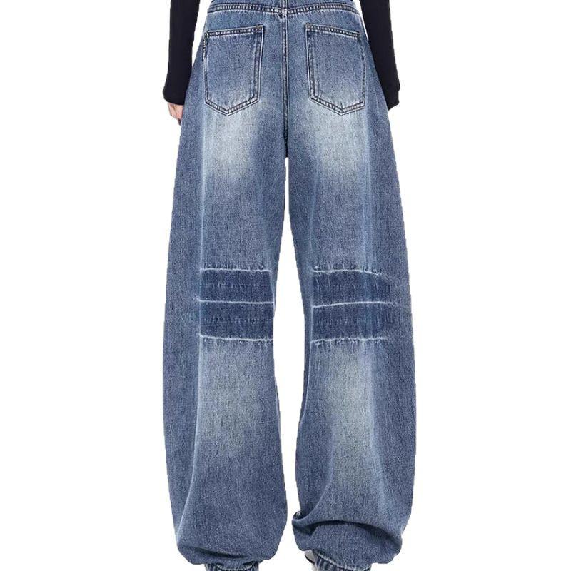 Женские ретро джинсы-палаццо: Брюки свободного силуэта длиной до пола для фигуры типа «груша».