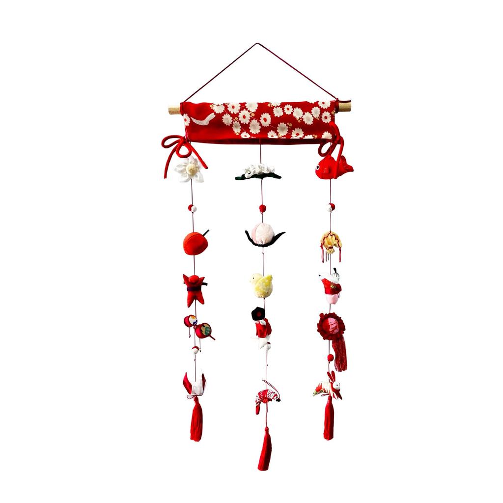 Hanging Decorations with Red Fabric Tapestry Hanging Hina Hanging Chirimen Perfect for the Doll Hina for the First Doll Festival Chikyu-ya [3 78315]