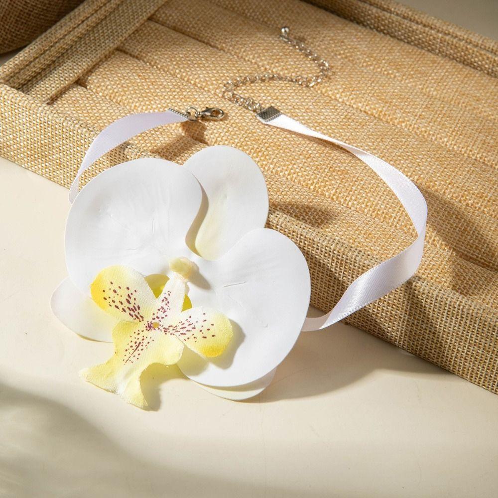 Exquisite Charm Flower Necklace Colorful High-end Phalaenopsis Collarbone Chain Minimalist Bohemian Flower Choker Daily