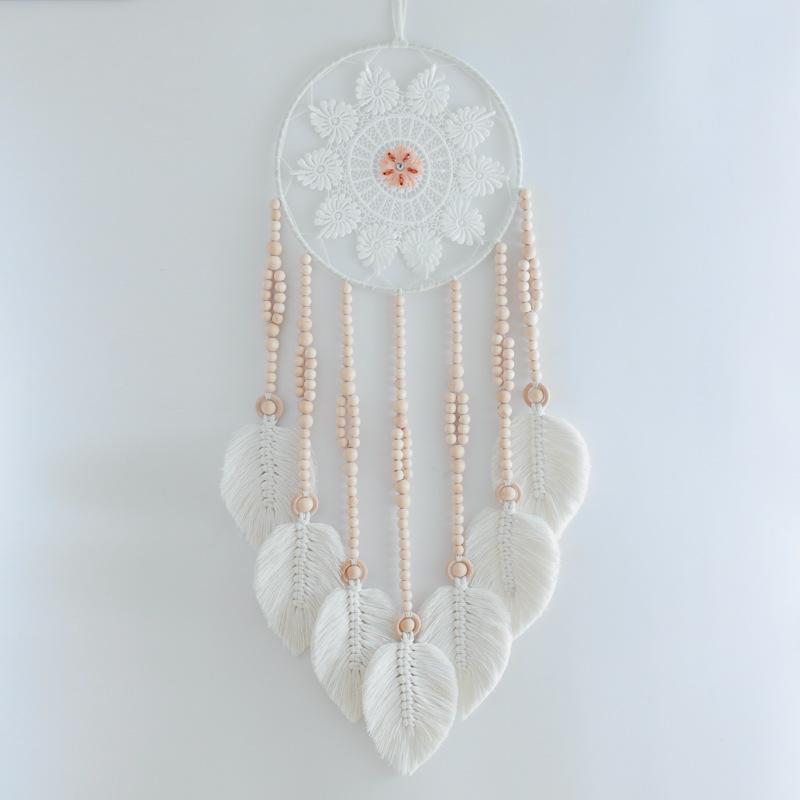 1 шт. Плетеный вручную макраме обруч Ловец снов с перьями и листьями, настенный гобелен для спальни, украшение для дома, ремесленное украшение, подарок244