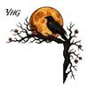 Moon Phase Decoration Halloween Raven Door Corner Decor, Spooky Dead?Tree Crow Wall Hanging Creepy Branch Silhouette Ornament, Mystical Gothic Sign