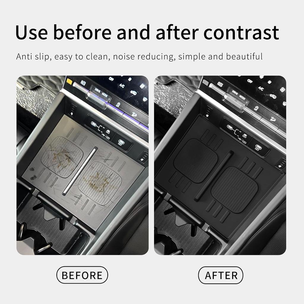 LUCKEASY Wireless Charger Mat For 2024 2025 2026 Hyundai Santa Fe Not For Tucson Car Center Console Auto Interior Anti-Slip Protector Pad Silicone