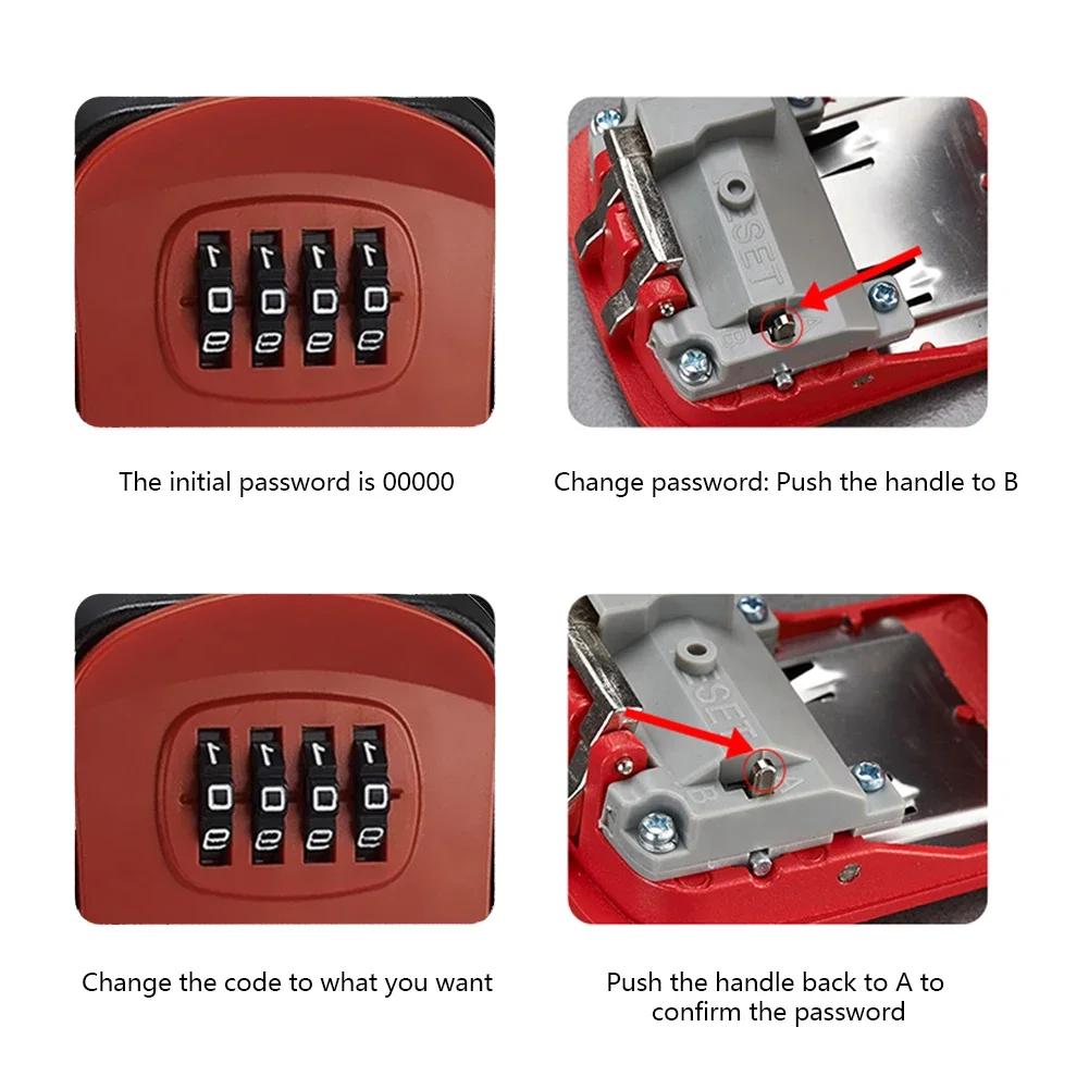 Настенный замок для ключей с 4-значным паролем, защитный замок без ключа для домашнего офиса, сейф для ключей, органайзер для секретного хранения