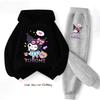 Sanrio Весна Осень kuromi Детские Комплекты Одежды Мультяшный Принт Kuromi Толстовка для Девочек Костюм из 2 предметов Тонкий Детский Спортивный Костюм