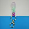 PVC Keychain with Leather Cord and Candy Soft Rubber Doll, Transparent Lanyard, and Jelly Gradient Color Hand Rope