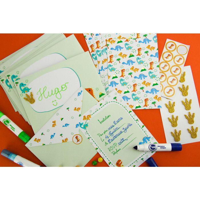 Carte d'invitation enfant Déco Dinosaure 10 pièces
