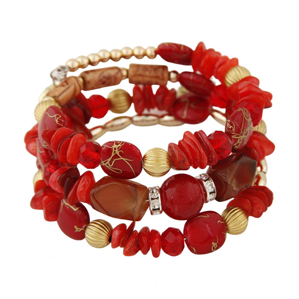 Богемский браслет Богемский многослойный браслет из камней с регулируемым эластичным шнуром Унисекс Ретро этнические украшения на запястье с изображением