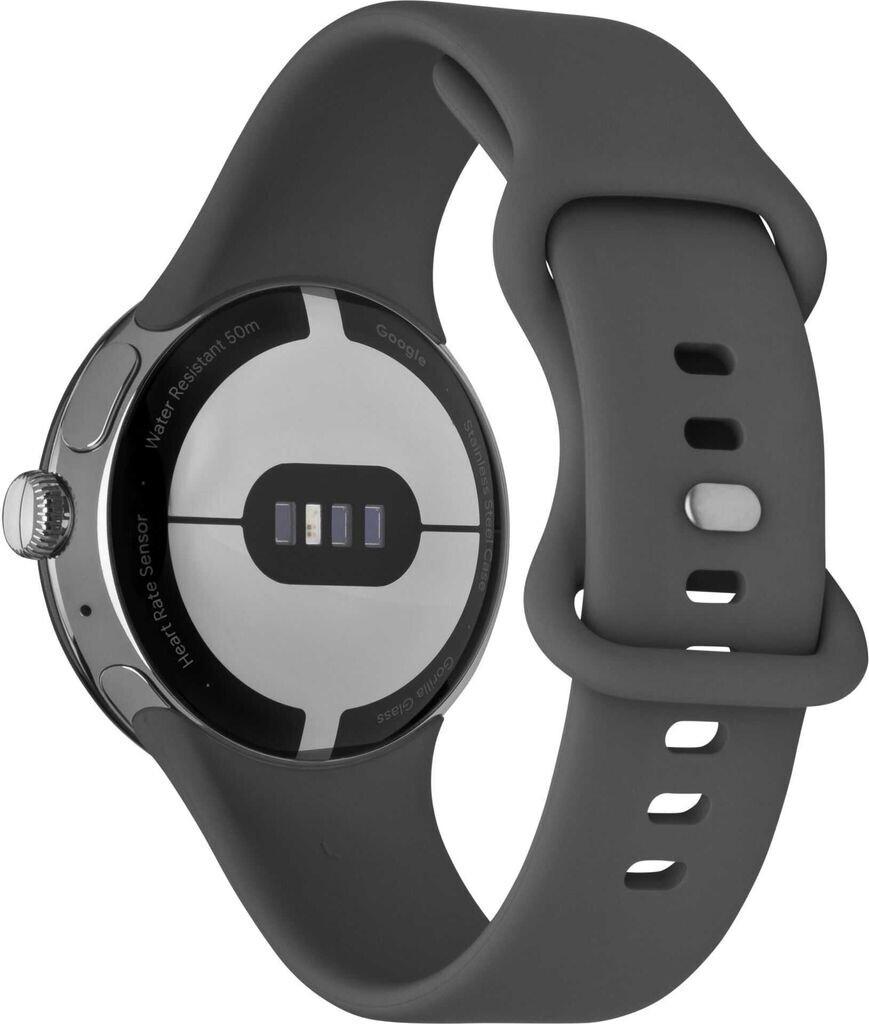 Google Pixel Watch Bluetooth Полированный Серебристый Спортивный ремешок Угольный