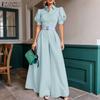 Women Short Sleeve Blouse and Wide Leg Pants Casual Two Piece Suit Sets