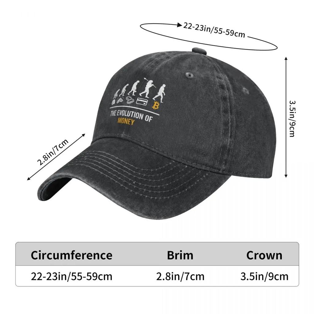 Винтажная бейсболка Snapback Hats Эволюция денег Летняя кепка Hats Bitcoin Blockchain Crypto Btc Washed Casquette Vintage