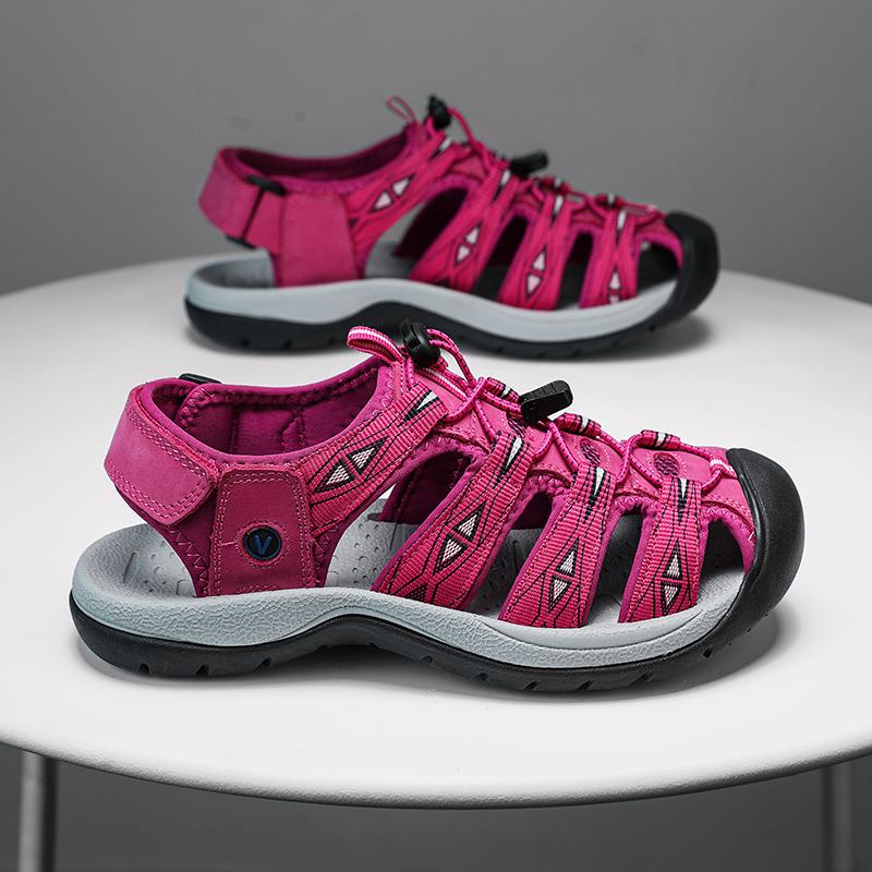 New Summer Genuine Leather Women's Sandals Fashion Design Women Sneakers Soft Bottom Outdoor Women Beach Sandals Big Size 42