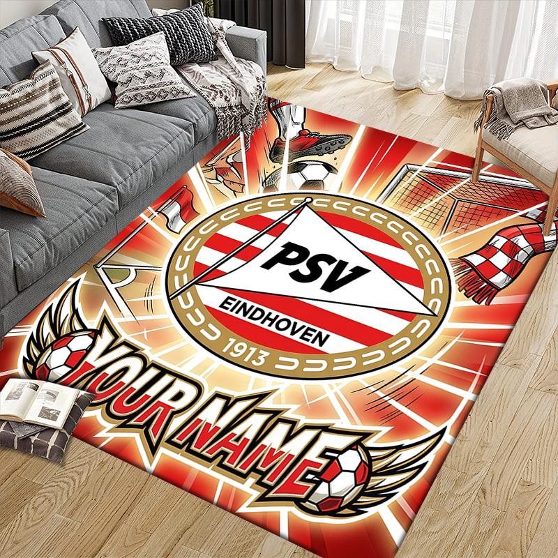 Custom Name PSV Eindhoven Flannel Pattern Square Carpet,Area Rug,Carpet Rug for Living Room Bedroom Sofa Playroom Decor,Non-slip Floor Mat