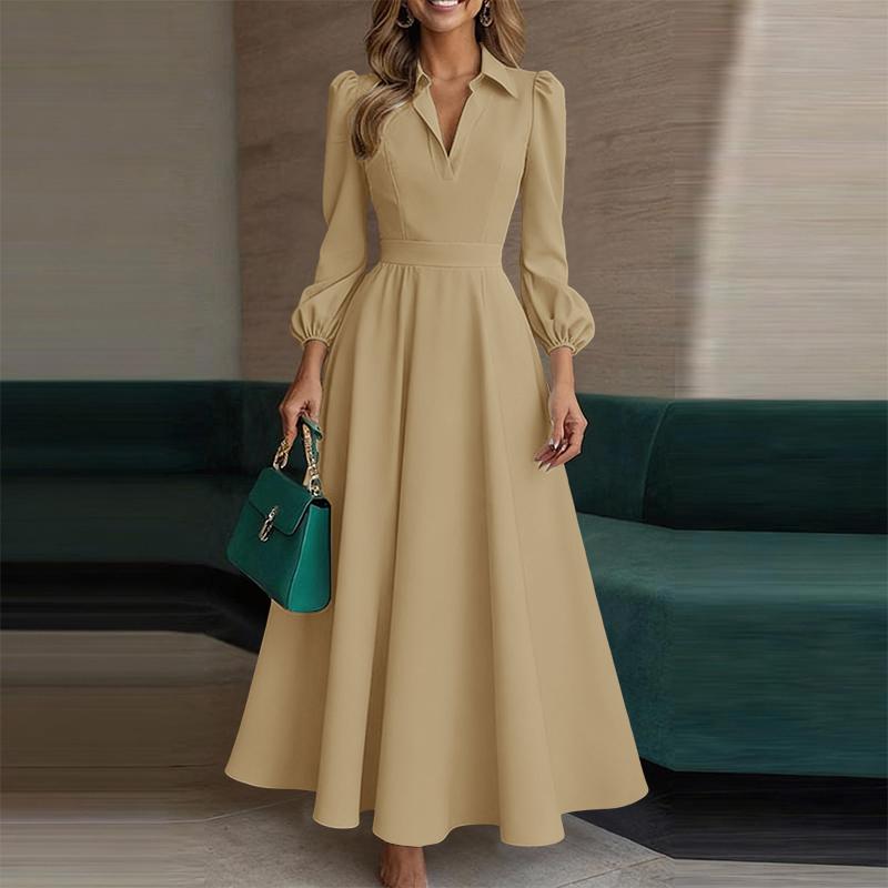 ZANZEA Женское повседневное свободное длинное платье с отложным воротником и длинным рукавом