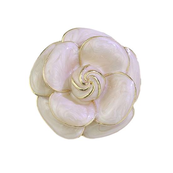 Scarf Button Camellia Shape Alloy Brooch with Glossy Glaze Sweaters Collars Hats Bags Coats Scarves Badge Outfit