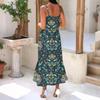 Women's Long Beach Casual Elegant Spaghetti Strap Maxi Dress Stitching Low-key Flowing Bohemian Dress