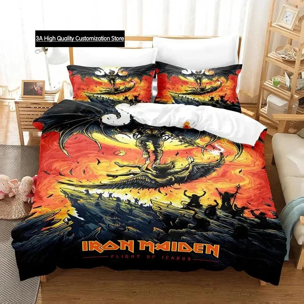 Iron Heavy Metal Maidens Bedding Set Duvet Cover Bed Set Quilt Cover Pillowcase Comforter King Queen Size Boys Adult Bedding Set