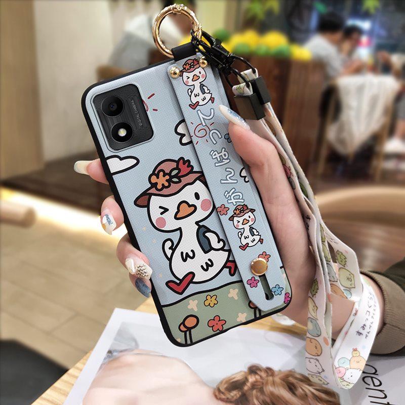 Cute Fashion Design Phone Case For TCL 305i Waterproof Kickstand Silicone Wrist Strap Wristband Cartoon Protective Ring