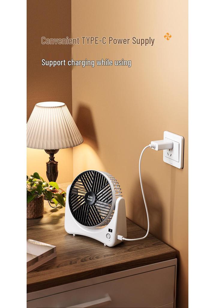 Ultra-Quiet USB Rechargeable Desktop Fan - Strong Wind & Long Battery Life for Home, Dorm, Office, Outdoors