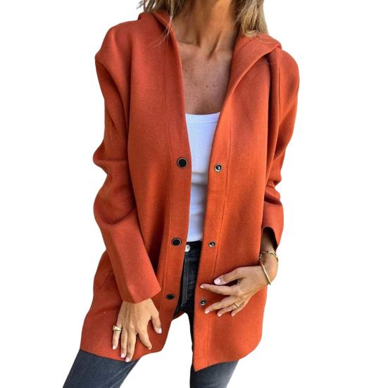 Осень-зима Женское пальто с капюшоном на пуговицах Однотонное толстое карманное свободное пальто средней длины для активного отдыха на природе Путешествия Шопинг Свидания Пальто