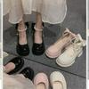 Mary Jane Women's Shoes French Pearl Fashionable All-match Thick Heel Small Leather Shoes