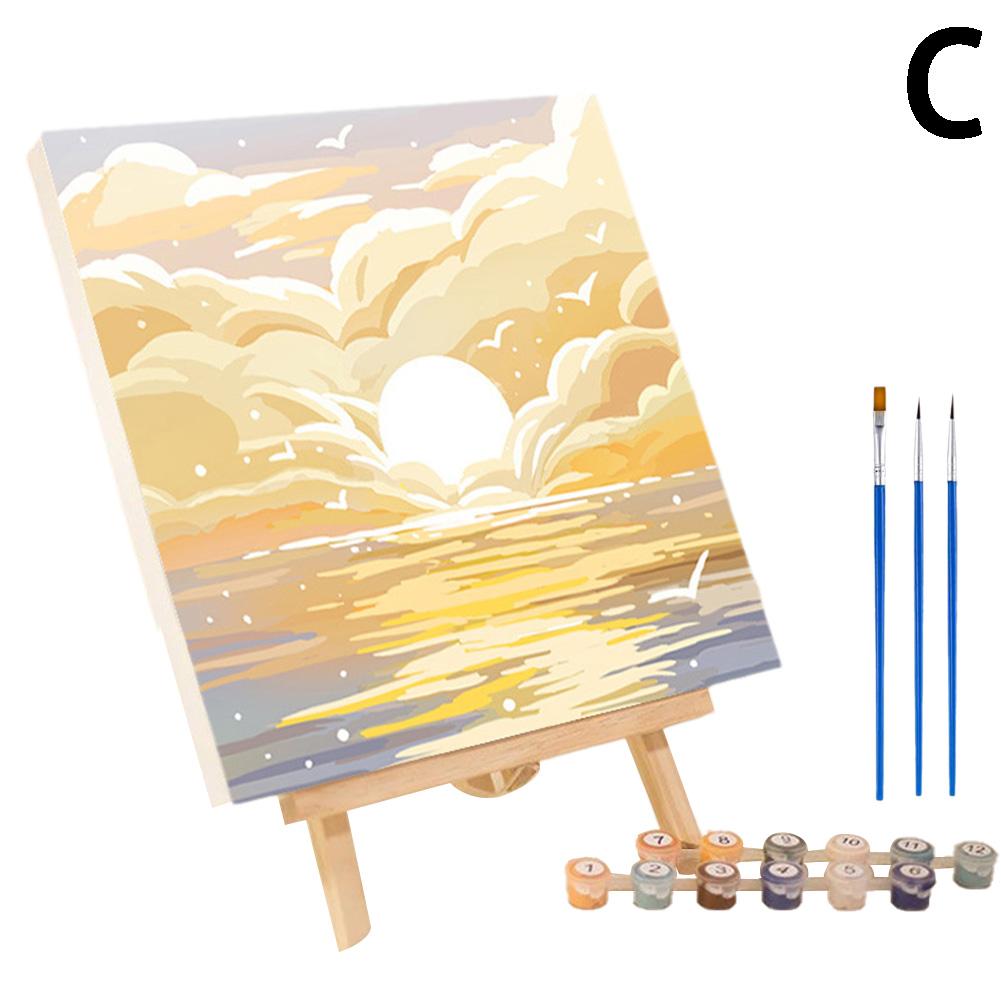 Frame Painting By Numbers Kit Abstract Sunset Landscape Modern Drawing Coloring DIY Painting By Numbers Acrylic Paint Home Decor