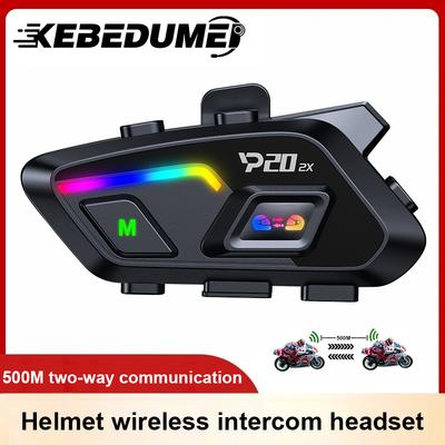 1/2 шт P20 2X Мотошлем Гарнитура Bluetooth для Интеркома Длительное Время Ожидания 1000 мАч MP3-плеер Водонепроницаемый Громкая Связь Интерфон