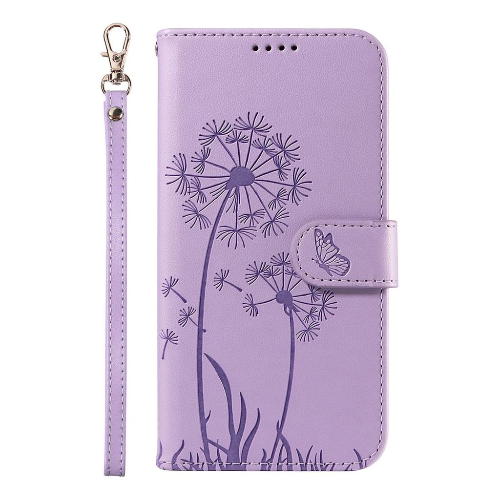 Leather Wallet Flip Case For OPPO A57S A77 A15 A15S A16 A16S A54S A17 A96 4G 5G Dandelion Embossed Design, Card Slots, Wrist Strap