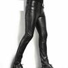 Европейские и американские мужские однотонные эластичные мотоциклетные брюки из ПУ кожи