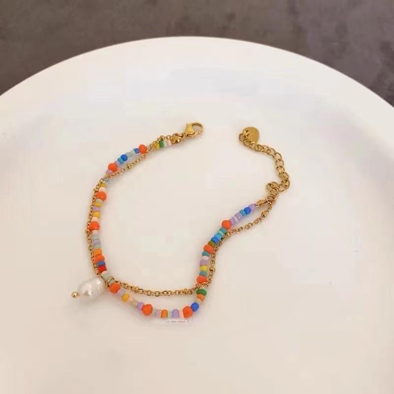 Chic Macaron Ceramic Sea Shell Beaded Bracelet Unique Fresh Sweet Jewelry For Women