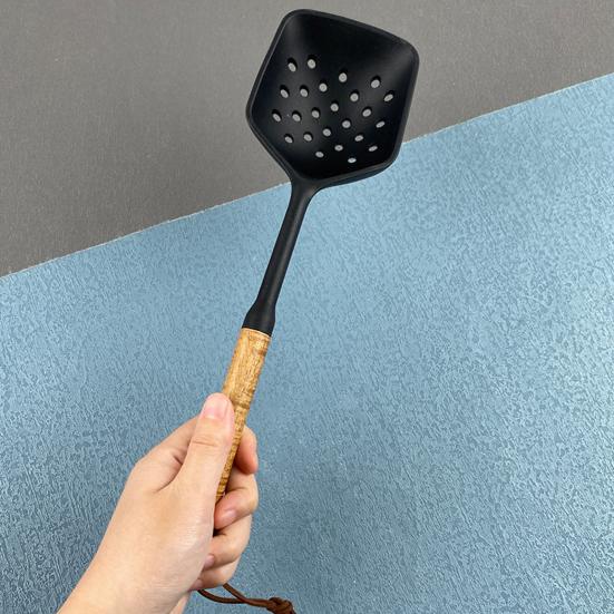 Силиконовая кулинарная ложка для посуды с антипригарным покрытием, термостойкая лопатка-ложка, ложка с прорезями, скребок, кухонная утварь для перемешивания, зачерпывания, сервировки