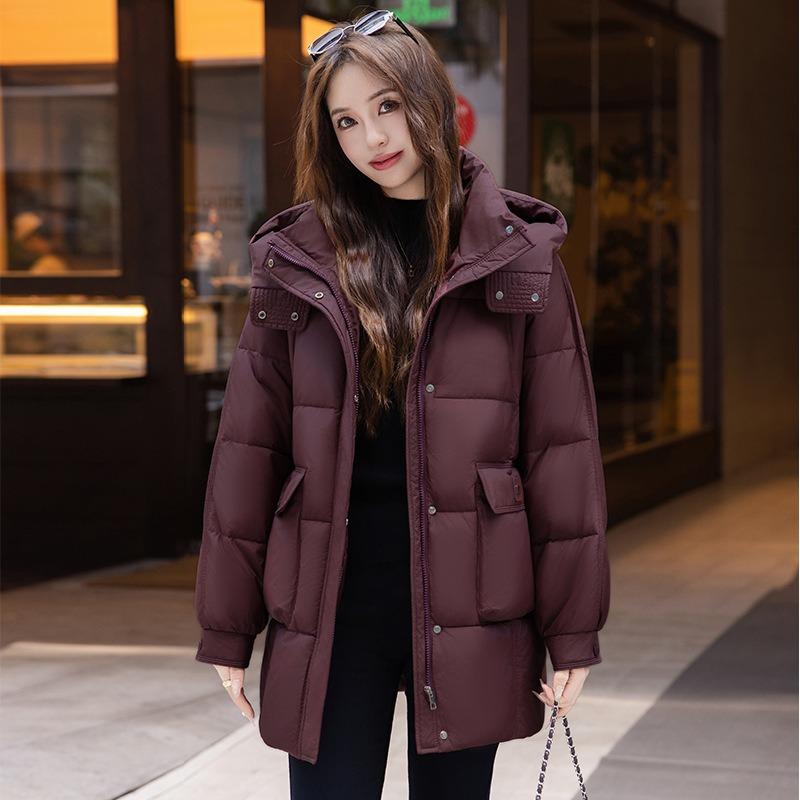 Winter New Down Cotton-padded Clothes Women's Medium and Long Thickened Cotton-padded Clothes Fashion Loose Hooded Warm Cotton-padded Jacket