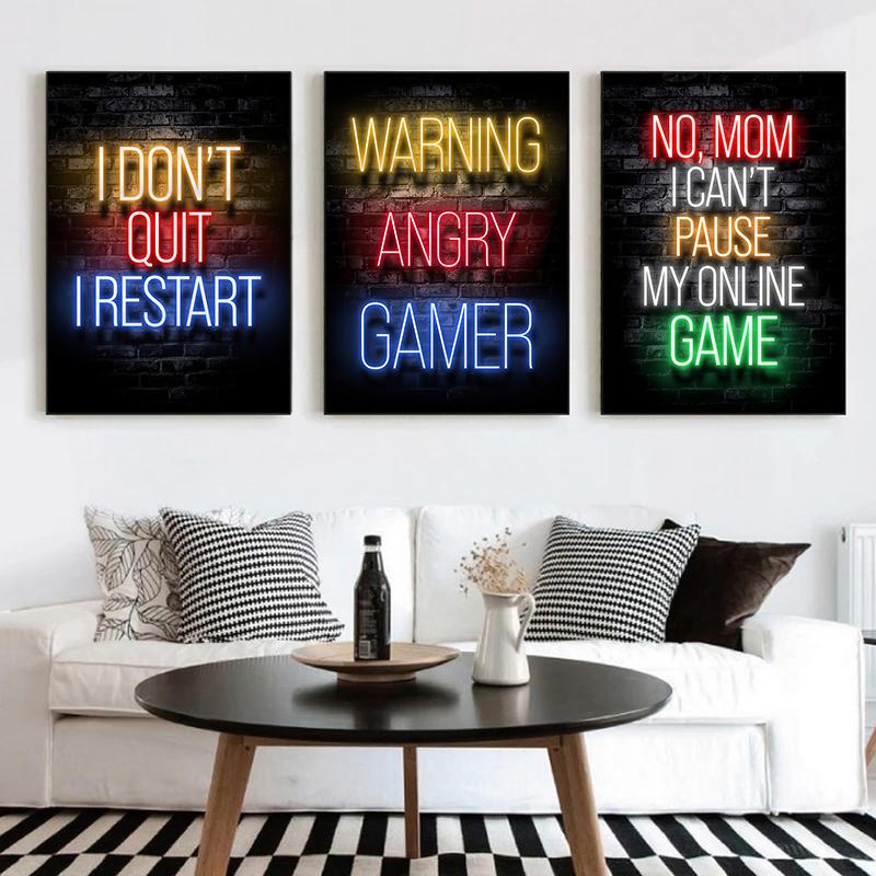 Детская игровая настенная живопись геймера на холсте, забавная игровая настенная картина для игровой комнаты, постер, украшение для игровой комнаты для дома