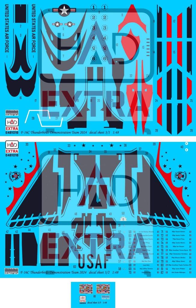 HAD Models Block 52 Thunderbirds 2024 Decal Plastic Model Decal HADE481016 1/48 F-16C (for Tamiya) (Airplane)