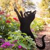 Black Cat Silhouette Garden Decorative Ground Plug Metal Handmade Artwork Outdoor Lawn Decoration