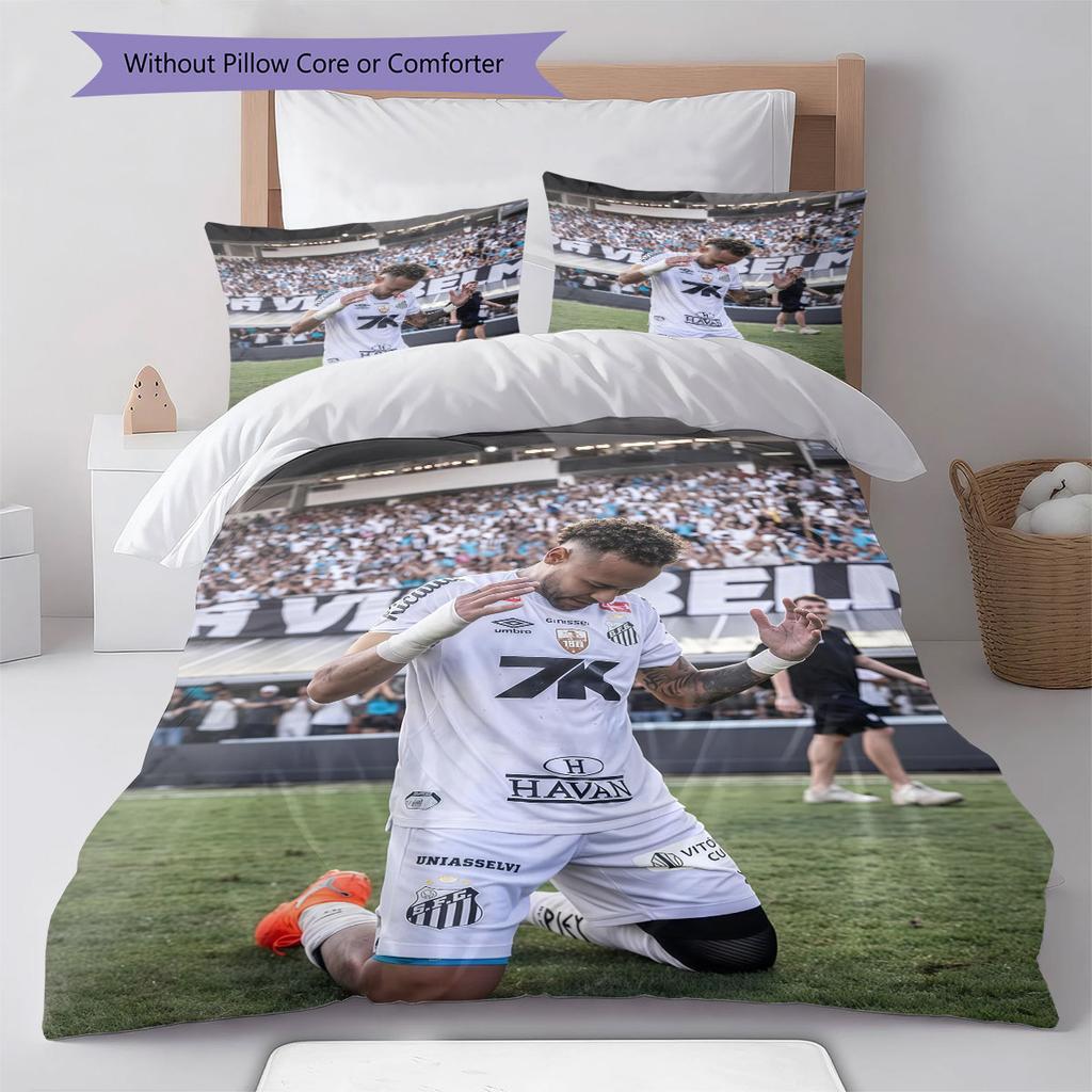 Neymar Art Pattern Bedding Home Decoration Birthday Gift ( 1 duvet cover + 2 pillowcase, without core),fan merchandise.