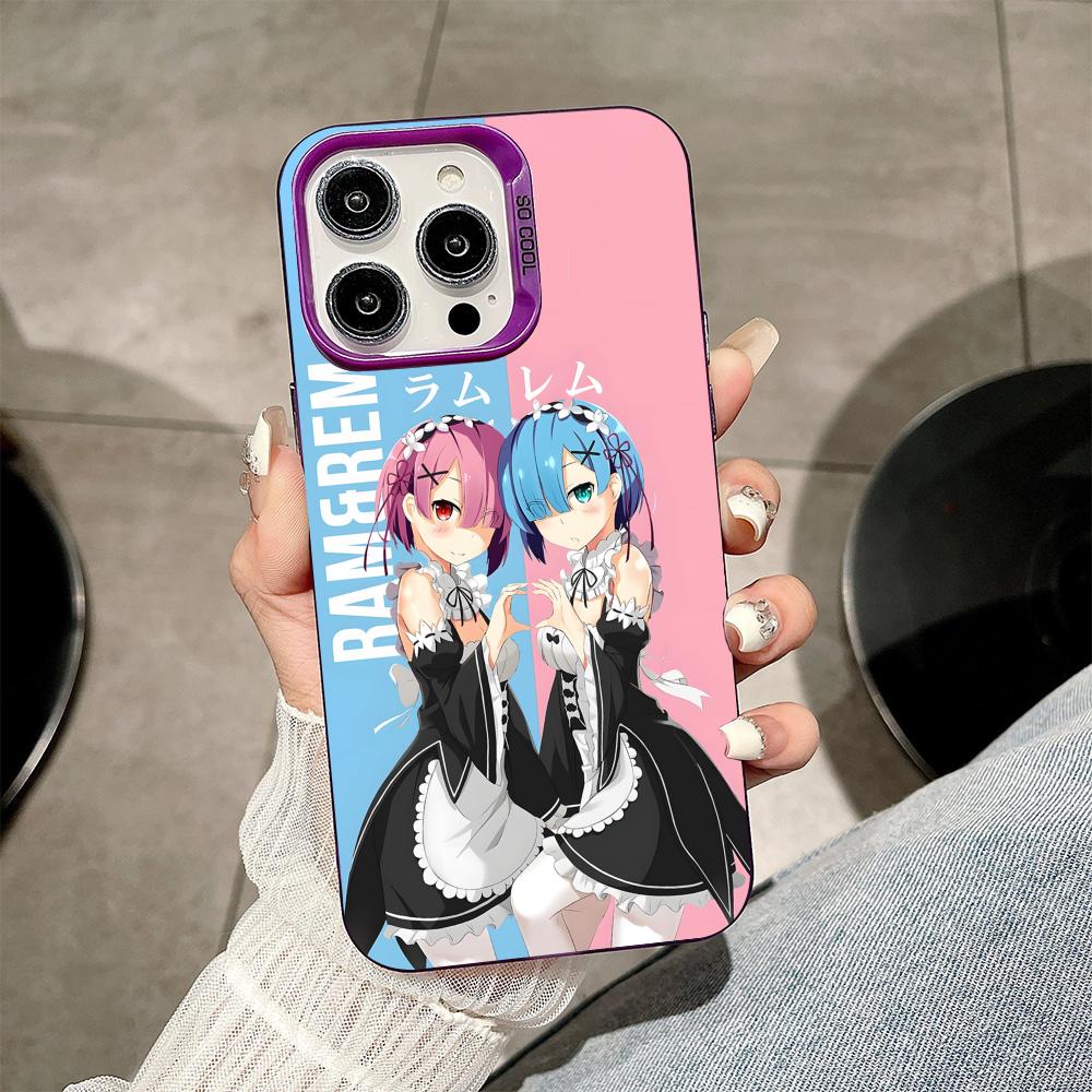 ReZero Rem Ram Purple Translucent Mobile Phone Case for iPhone 17 16 15 14 13 12 11 X XR XS Air Pro Max Plus Colorful Cover