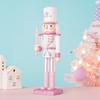 30 см деревянная фигурка солдата-щелкунчика, кукла-марионетка, розовый блестящий солдат, игрушка-игрушка, украшение ручной работы, рождественское украшение для дома и офиса