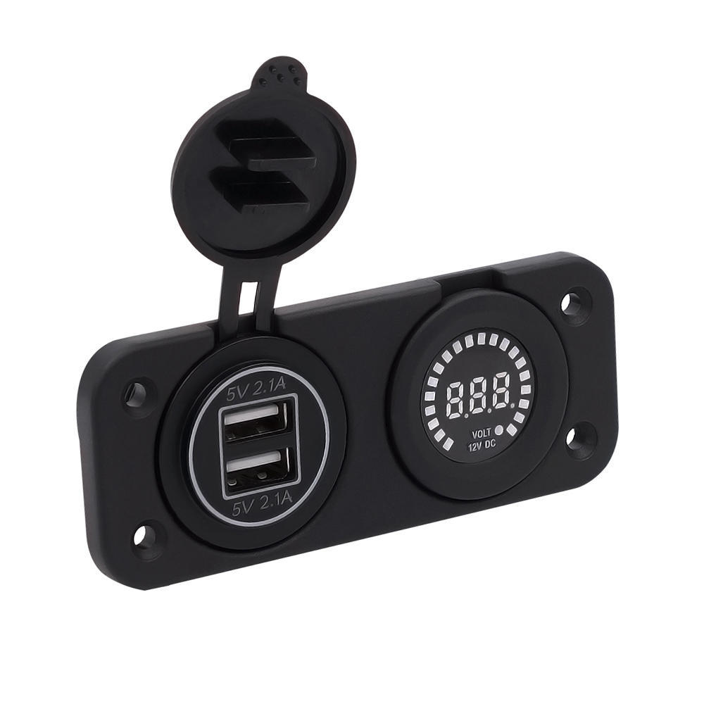 12 В светодиодный Duel Car 2 USB-порта зарядное устройство с вольтметром постоянного тока цифровой автомобиль/мотоцикл/лодка прикуриватель разветвитель гнезда