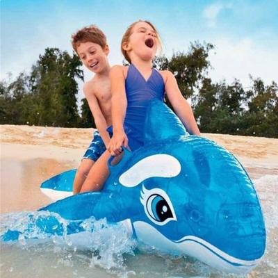 Синий надувной кит для игры в бассейне и на море