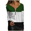 Женские модные повседневные темпераментные топы с длинными рукавами и застежкой-молнией с v-образным вырезом и цветными блоками с принтом