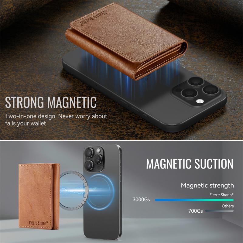 RFID-защищенная сумка-кошелек из ПУ-кожи Магнитные кард-кейсы для всех функций Magsafe Чехол-подставка из ПУ-кожи для карт для мужчин и женщин