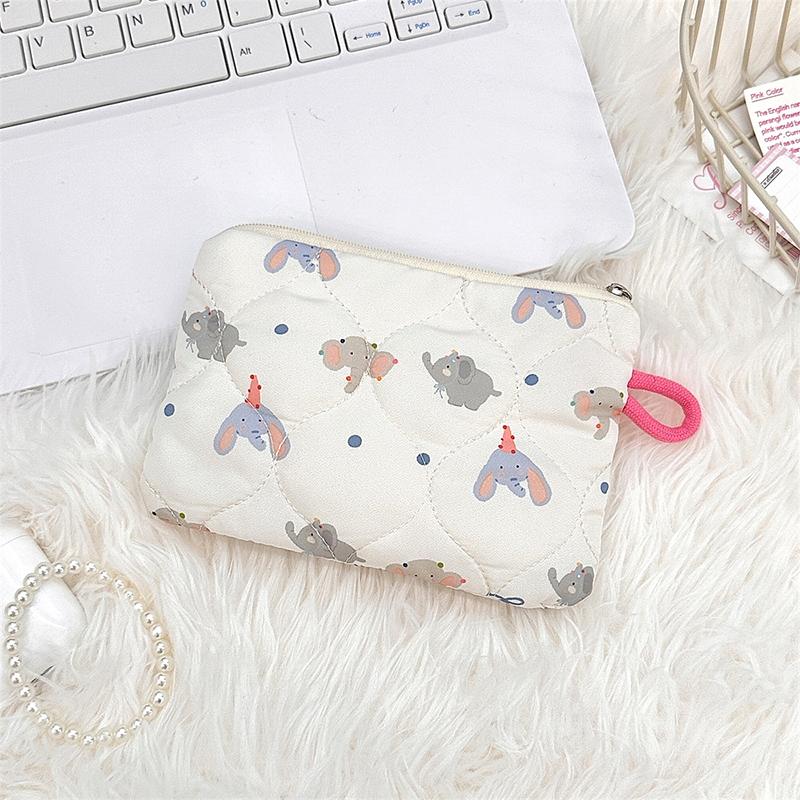 Ins Style Flower Coin Purse Cartoon Rabbit Clutch Bag Lipstick Earphone Sundries Storage Bag Wallet Pouch Mini Makeup Bag