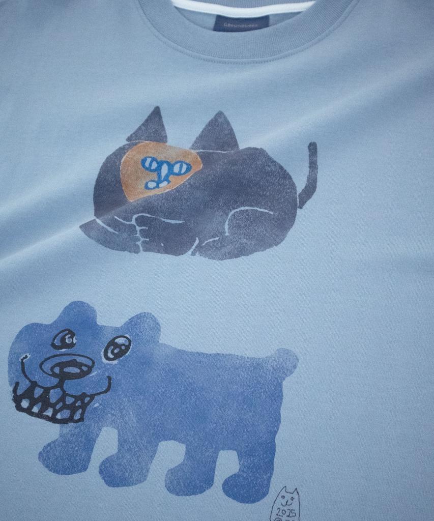 GROUNDWORK Cat And Dog T-Shirt / Sky Blue