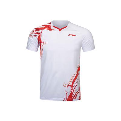 Футболка прямого покроя с логотипом серии Li Ning Badminton, быстросохнущая, унисекс, стандартная, белая AAYU231-2