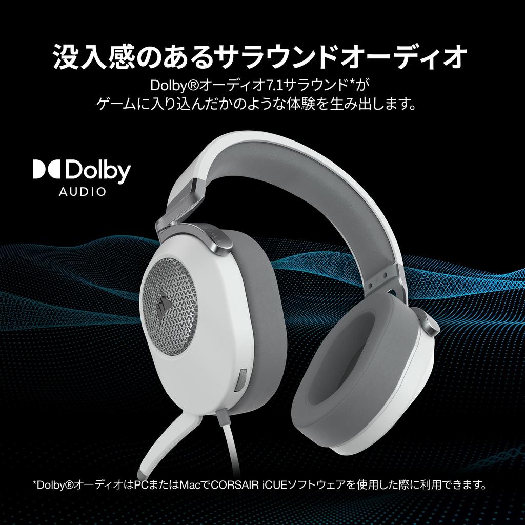 CORSAIR HS65 SURROUND Игровая гарнитура Corsair Surround Connector, совместимая с Xbox Discord Certification 3,5 мм Mac/PS5/PS4/ Series/Switch - Белый-