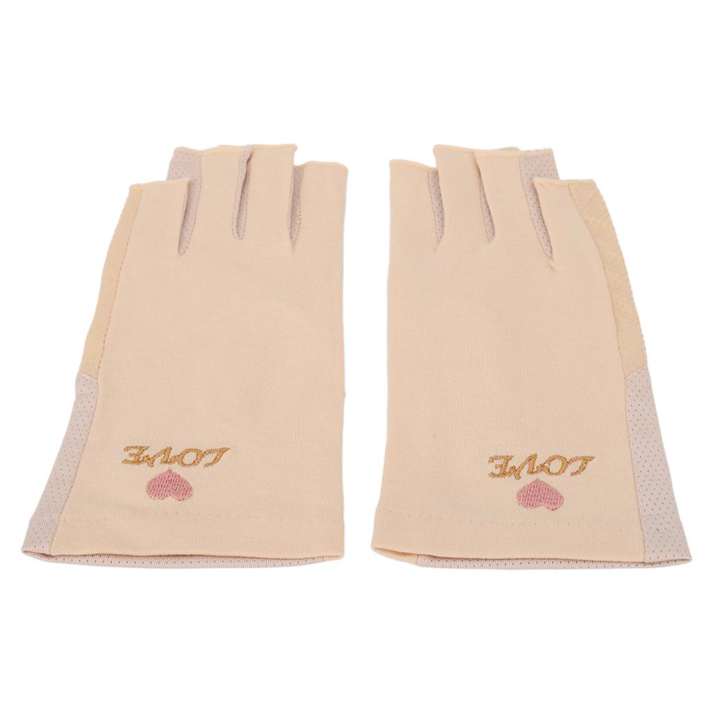 Manicure Gloves UV Protection Stretchy Breathable Fingerless Fiber Cotton Nail Lamp Gloves for Home